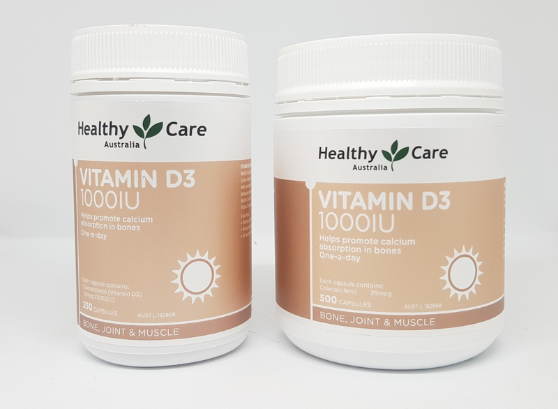 Viên uống vitamin D3 1000 IU Healthy Care của Úc